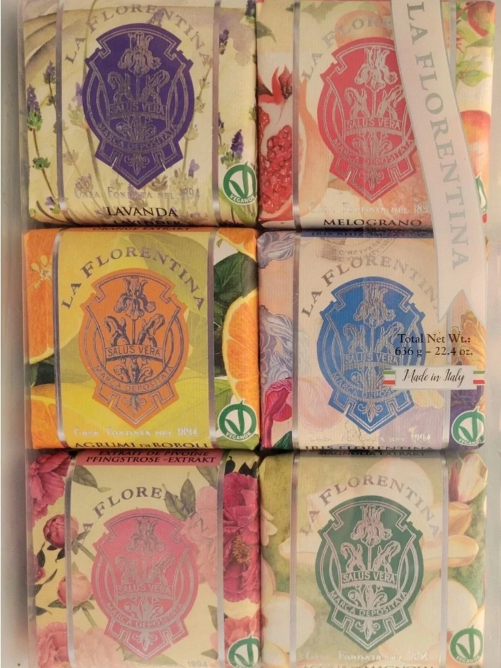 La Florentina Luxury Italian Soap Collection Gift Set 6 x 3.7 Oz Bars Lavender